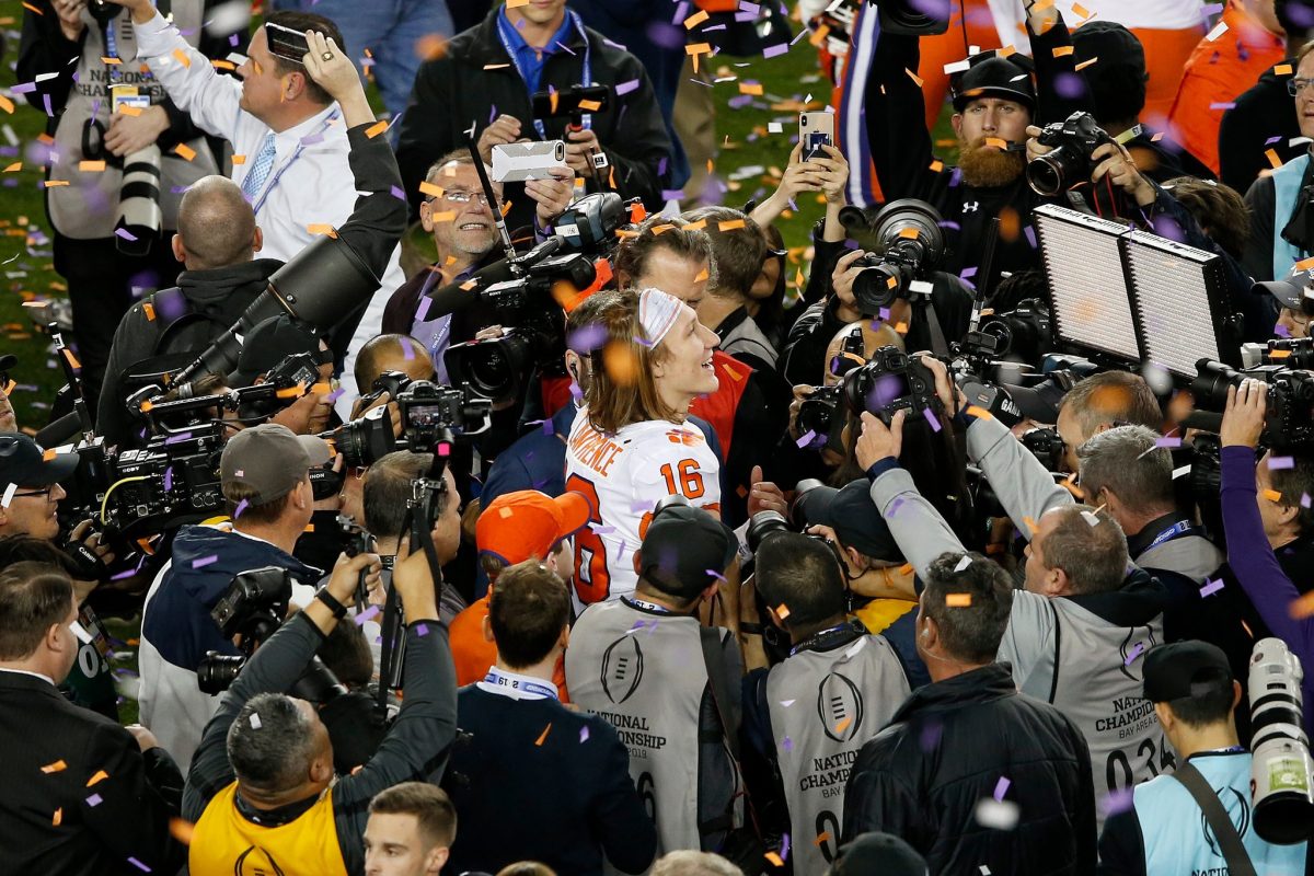 Clemson quarterback Trevor Lawrence after the game