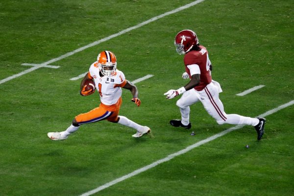 Clemson’s Trayvon Mullen intercepted a pass during meant for Alabama’s Josh Jacobs.