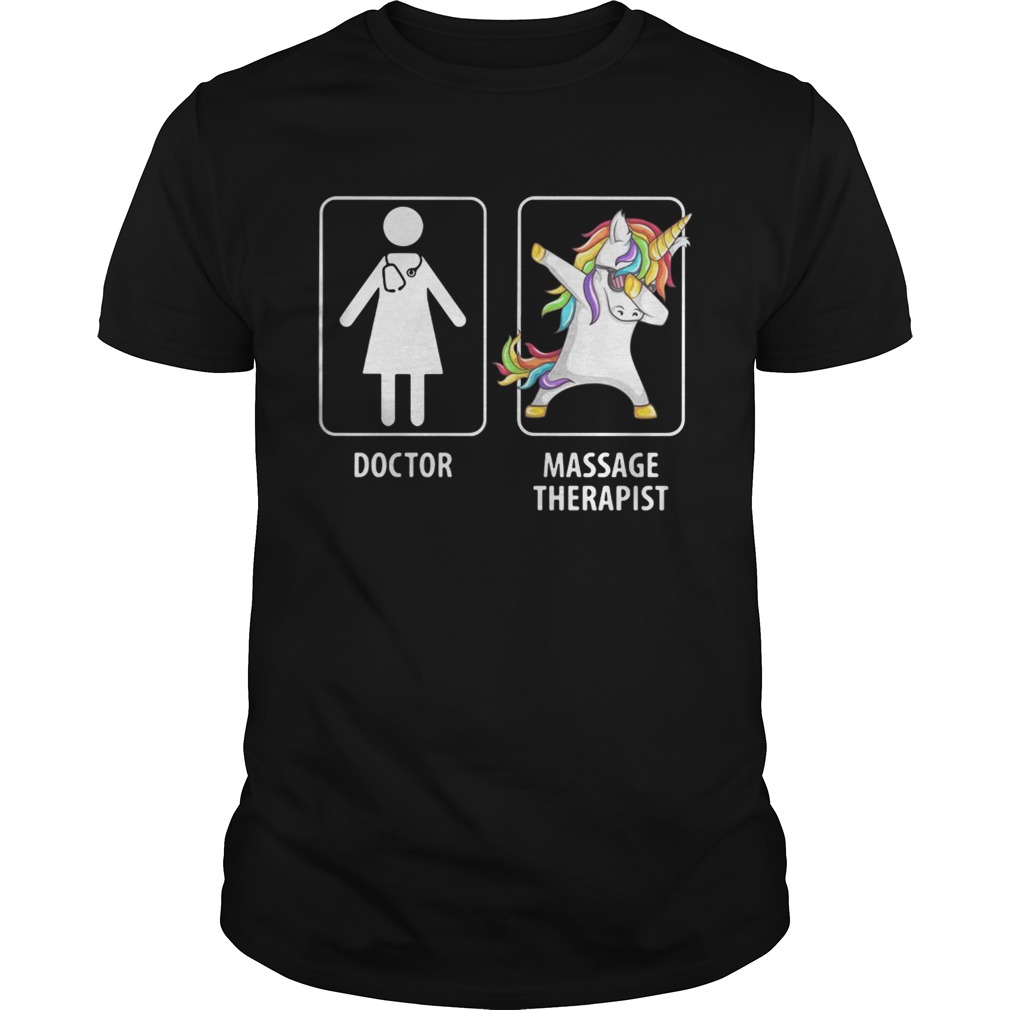 Doctor massage therapist dabbing unicorn shirt