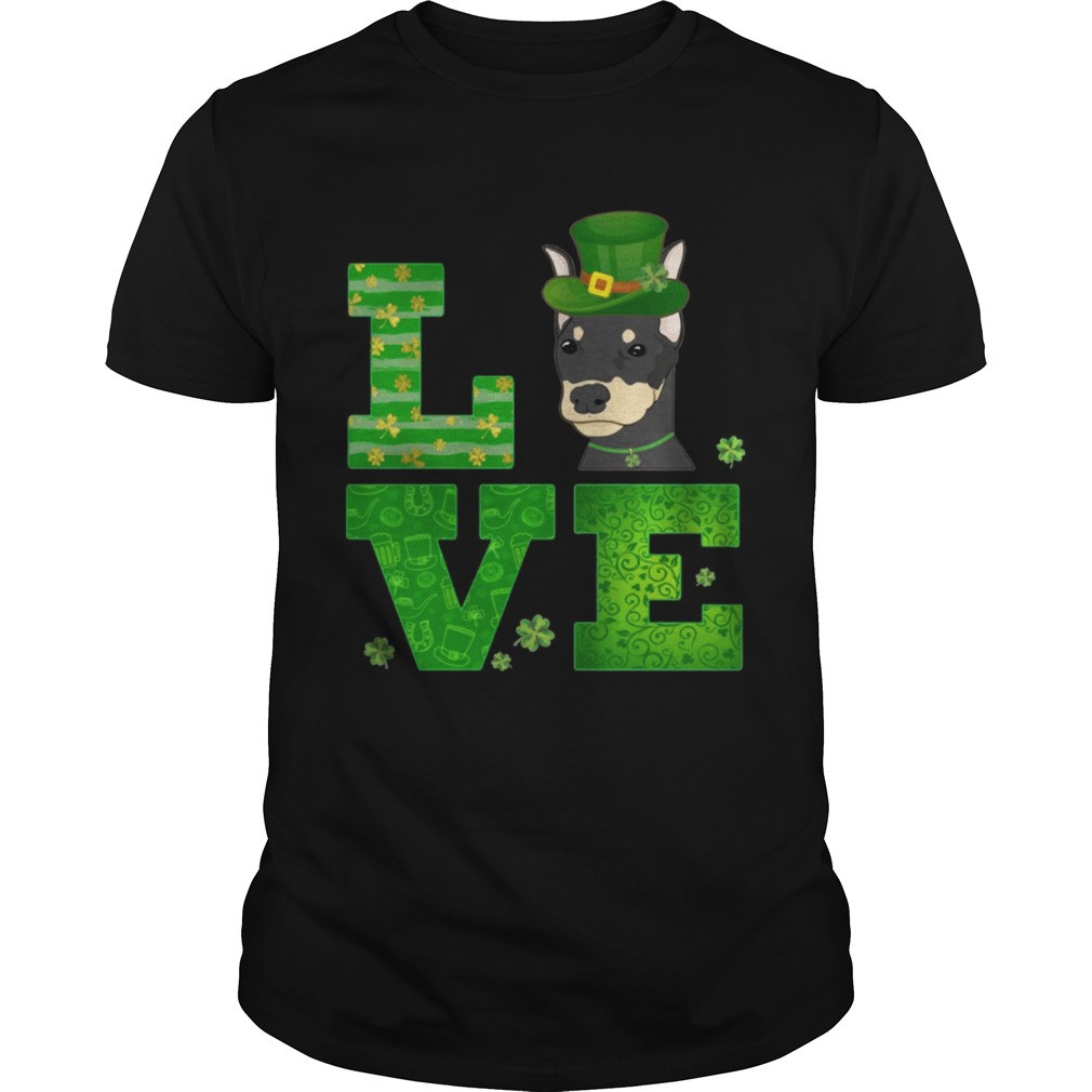 Love Doberman St Patricks Day Green Shamrock T-Shirt