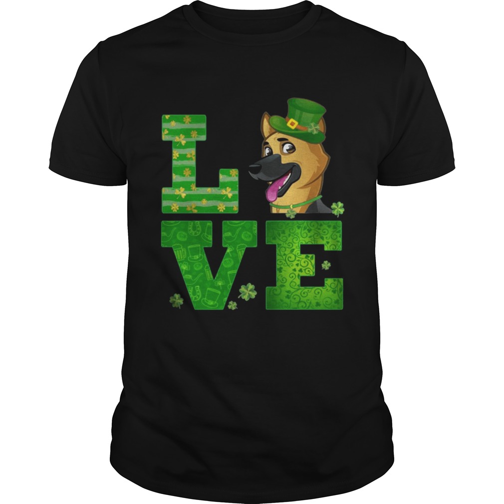 Love German Shepherd St Patricks Day Green Shamrock T-Shirt