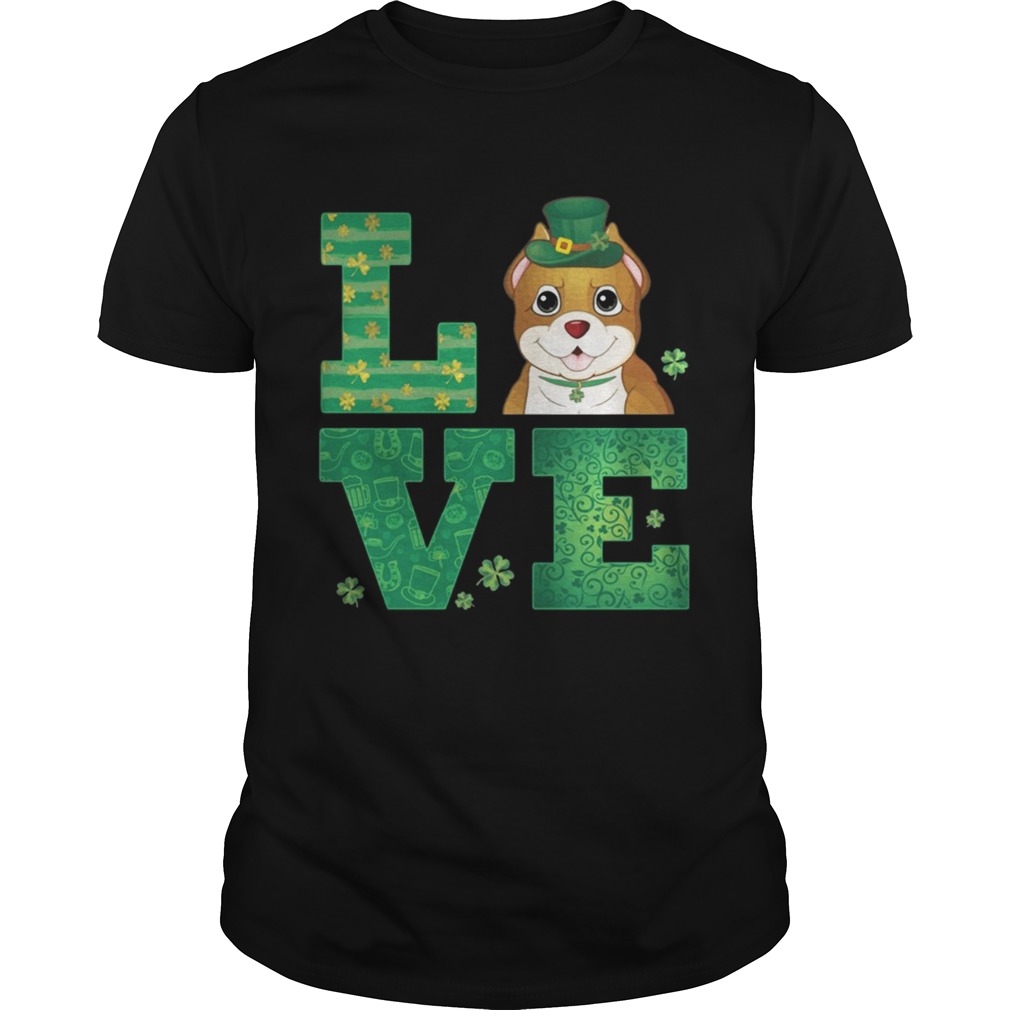 Love Pit Bull St Patricks Day Green Shamrock T-Shirt