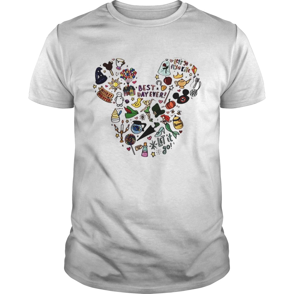 Multi-character Mickey Mouse head shirt