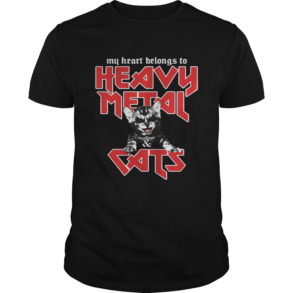 My heart belongs to heavy metal and cats shirt