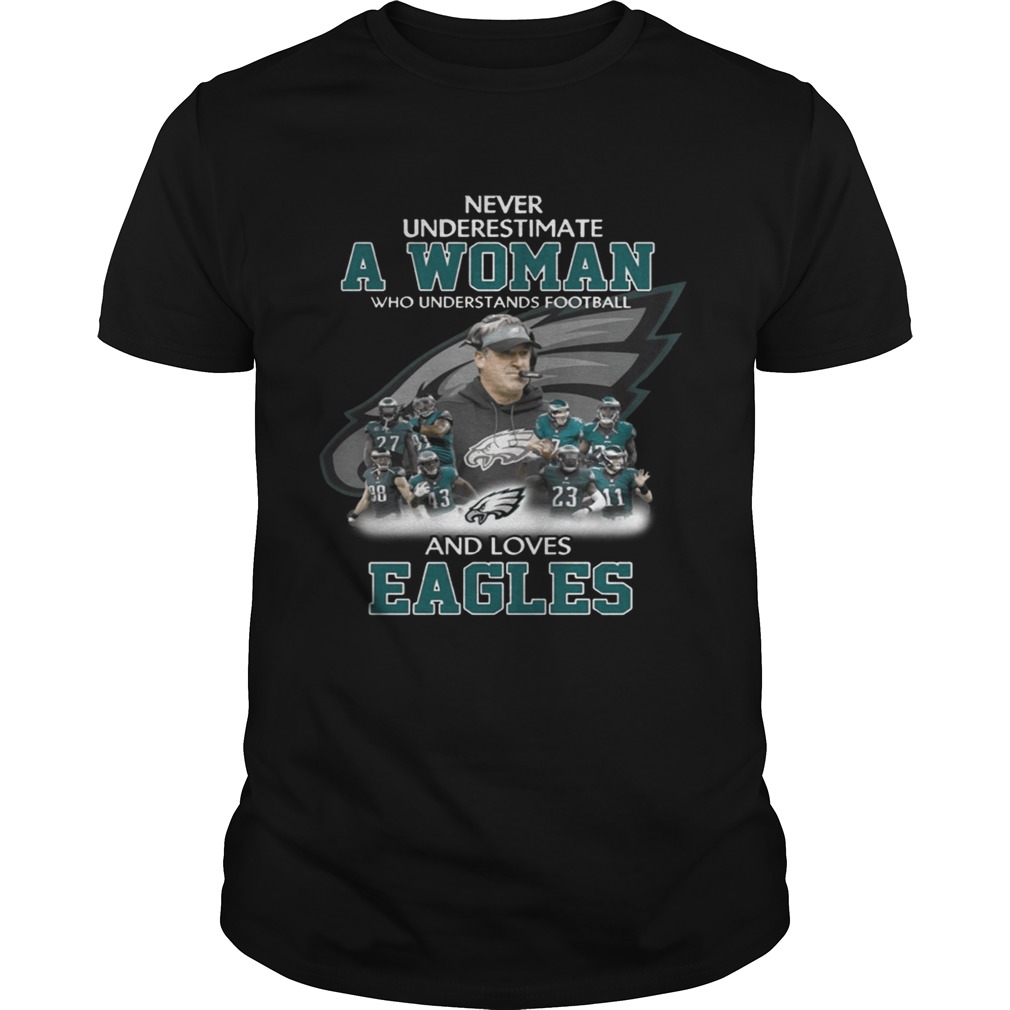 Never Underestimate a Woman Who Understands Football And Loves Eagles T-shirt