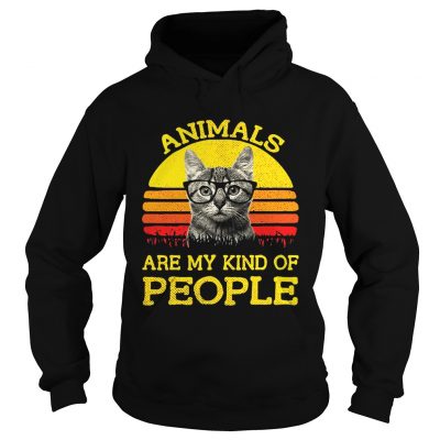 Hoodie Cat animals are my kind of people retro shirt