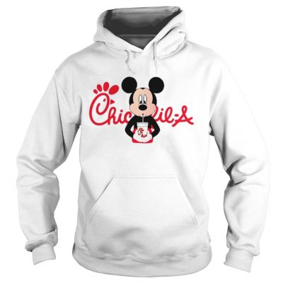 Hoodie Mickey mouse drinking ChickfilA shirt