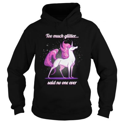 Hoodie Unicorn Too much glitter said no one ever shirt