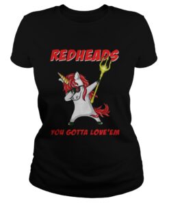 Ladies Tee Awesome Aquaman Unicorn Dabbing Redheads you gotta loveem shirt