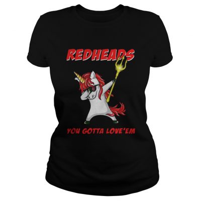 Ladies Tee Awesome Aquaman Unicorn Dabbing Redheads you gotta loveem shirt