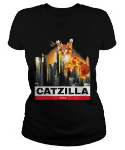 Ladies Tee Cat Catzilla Godzilla shirt