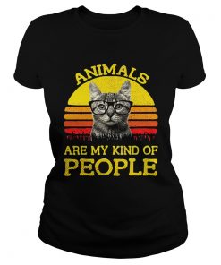 Ladies Tee Cat animals are my kind of people retro shirt