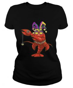 Ladies Tee Dabbing Mardi Gras Bead Crawfish Party TShirt