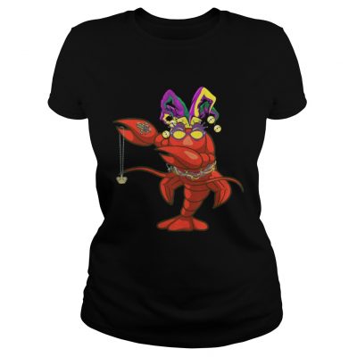 Ladies Tee Dabbing Mardi Gras Bead Crawfish Party TShirt