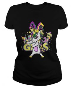 Ladies Tee Flossing Unicorn Mardi Gras New Orleans Party TShirt