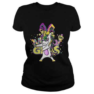 Ladies Tee Flossing Unicorn Mardi Gras New Orleans Party TShirt