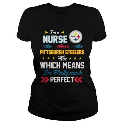 Ladies Tee Im A Nurse Steelers Fan And Im Pretty Much Perfect Shirt