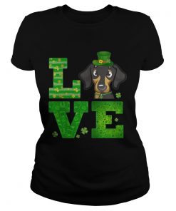 Ladies Tee Love Dachshund St Patricks Day Green Shamrock TShirt