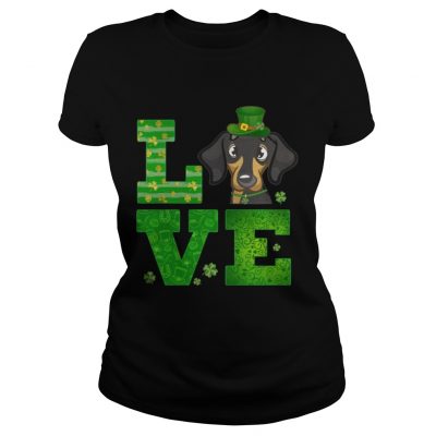 Ladies Tee Love Dachshund St Patricks Day Green Shamrock TShirt