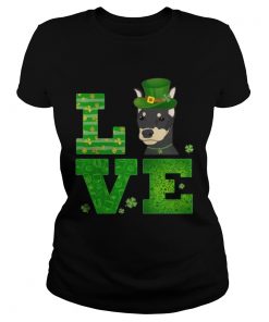 Ladies Tee Love Doberman St Patricks Day Green Shamrock TShirt