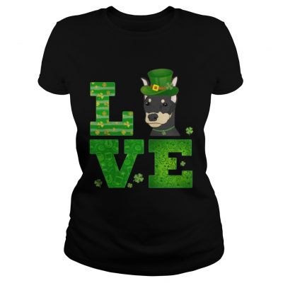 Ladies Tee Love Doberman St Patricks Day Green Shamrock TShirt