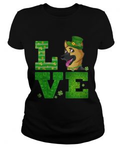 Ladies Tee Love German Shepherd St Patricks Day Green Shamrock TShirt