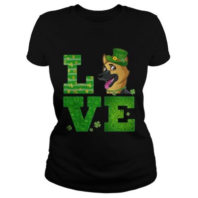 Ladies Tee Love German Shepherd St Patricks Day Green Shamrock TShirt