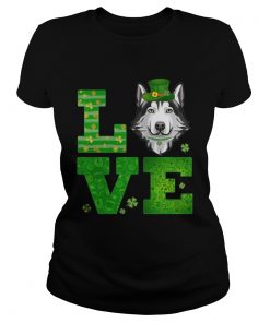 Ladies Tee Love Husky St Patricks Day Green Shamrock TShirt