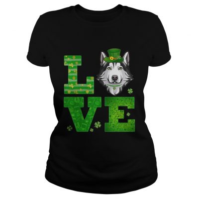 Ladies Tee Love Husky St Patricks Day Green Shamrock TShirt