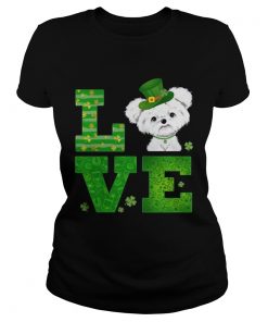 Ladies Tee Love Maltese St Patricks Day Green Shamrock TShirt