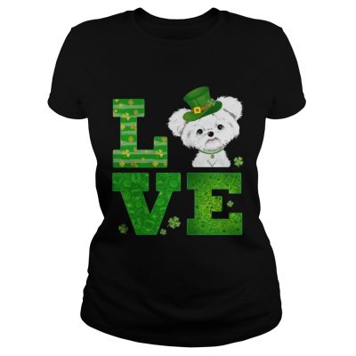 Ladies Tee Love Maltese St Patricks Day Green Shamrock TShirt