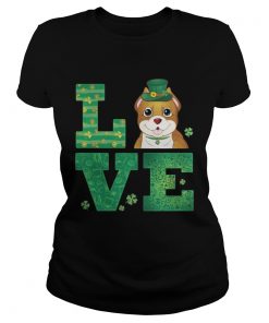 Ladies Tee Love Pit Bull St Patricks Day Green Shamrock TShirt