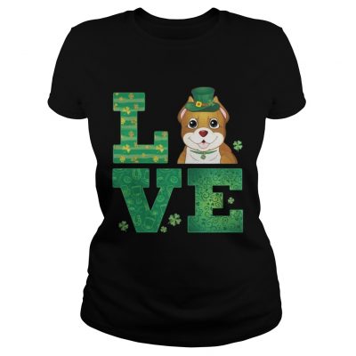 Ladies Tee Love Pit Bull St Patricks Day Green Shamrock TShirt