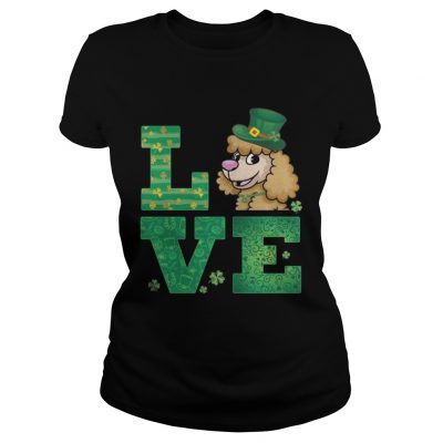 Ladies Tee Love Poodle St Patricks Day Green Shamrock TShirt