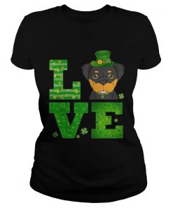 Ladies Tee Love Rottweiler St Patricks Day Green Shamrock TShirt