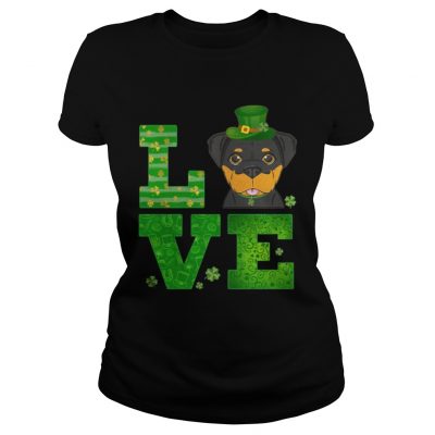 Ladies Tee Love Rottweiler St Patricks Day Green Shamrock TShirt