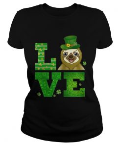 Ladies Tee Love Sloth St Patricks Day Green Shamrock TShirt