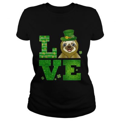 Ladies Tee Love Sloth St Patricks Day Green Shamrock TShirt