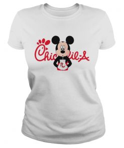 Ladies Tee Mickey mouse drinking ChickfilA shirt