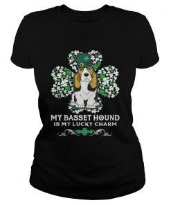 Ladies Tee My basset hound is my lucky charm shirt