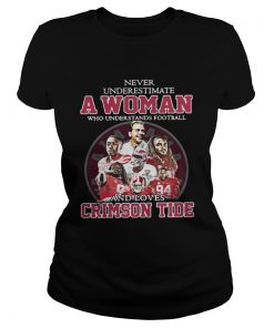 Ladies Tee Never Underestimate A Woman Who Understands Football And Loves Crimson Tide Shirt