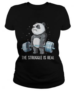 Ladies Tee Panda Bear gym the struggle is real shirt