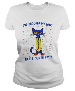 Ladies Tee Pete the Cat Ive groove my way to the 100th day shirt