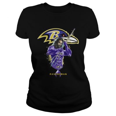 Ladies Tee Ravensman Aquaman And Ravens Football Team TShirt