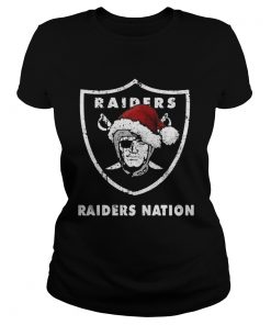 Ladies Tee Santa Oakland Raiders Nation Christmas ugly sweater