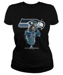 Ladies Tee Seahawksman Aquaman And Seahawks Football Team TShirt