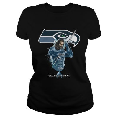 Ladies Tee Seahawksman Aquaman And Seahawks Football Team TShirt