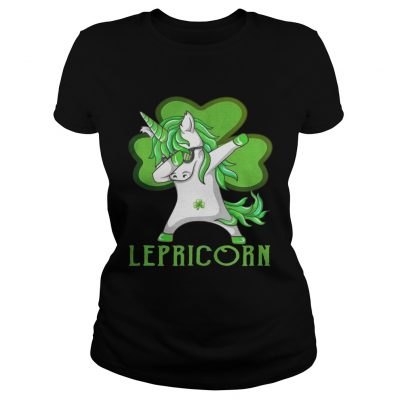 Ladies Tee St Patricks Day Dabbing Lepricorn Irish Unicorn TShirt