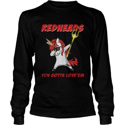 Longsleeve Tee Awesome Aquaman Unicorn Dabbing Redheads you gotta loveem shirt