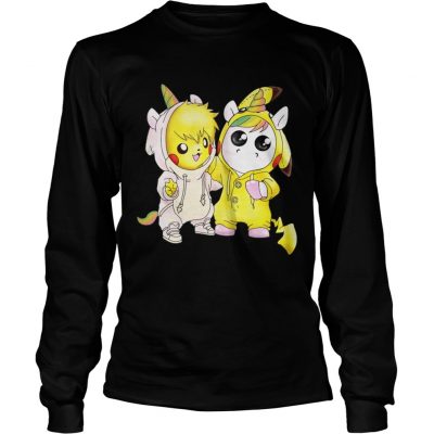 Longsleeve Tee Baby Pikachu and unicorn shirt